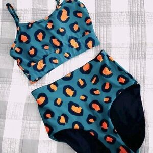 Lime Ricki JADE LEOPARD Retired Print Size Small Boutique 2-Pc Swimsuit